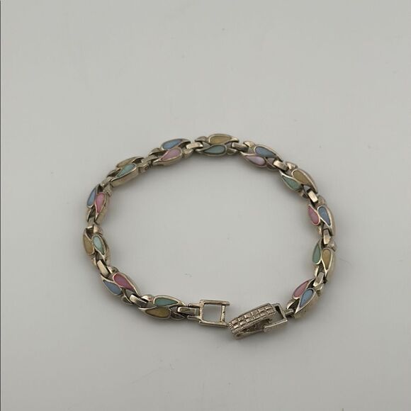 Elegant Sterling Silver 925 pastel Colors enamel Bracelet - Picture 1 of 3